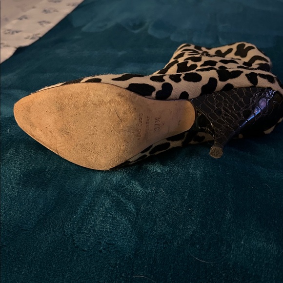 Guiseppe Zanotti Design Leopard Print Calf Hair Boots w-Embossed Heel - Picture 6 of 6